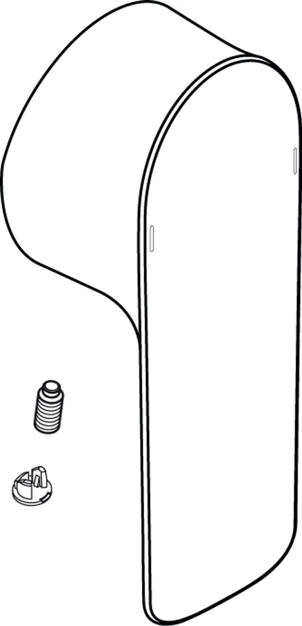 Griff von Ideal Standard in schlichter Form mit Anbauteilen, bestehend aus Schrauben und Halterung, zur Installation in sanitärtechnischen Anwendungen.